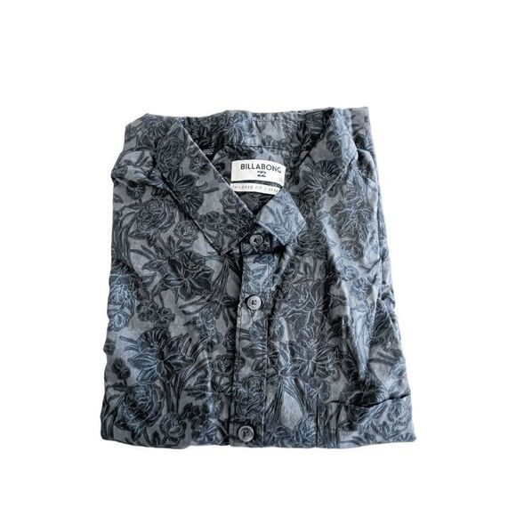 Billabong Mens Casual Button Down Tailored Fit Stretch Shirt Floral Black Large - Picture 6 of 6